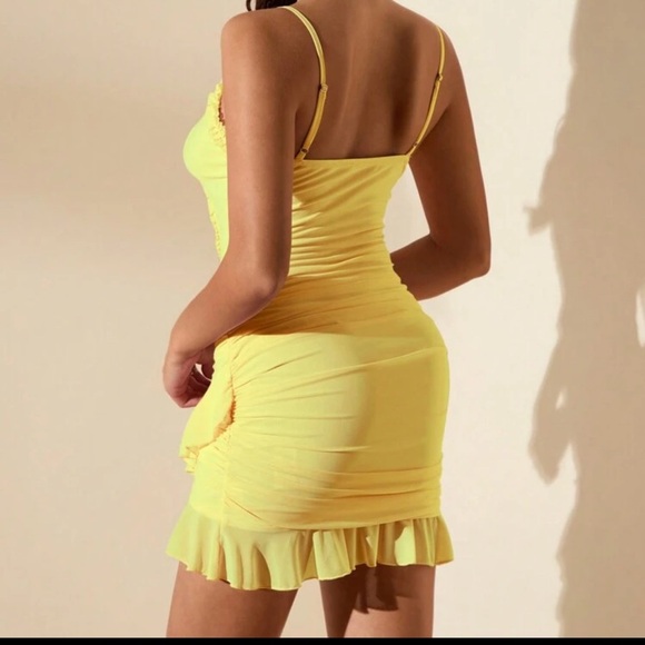 Yellow Ruffled Cutout mini Dress | size S | NWT - Picture 3 of 8
